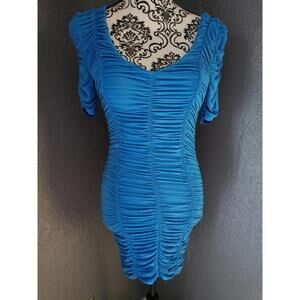 Women's Marina Bodycon Dress Size Small Blue Short Sleeves Lined Form Fitting